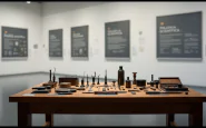 Esposizione della polizia scientifica con strumenti e tecnologie