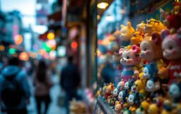Pupazzetti Labubu colorati esposti in una vetrina a Milano