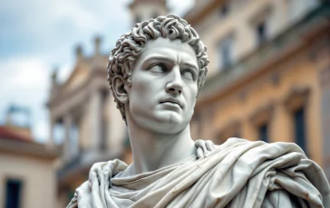 Statua di Giulio Cesare situata a Rimini