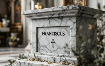 Tumba del Papa Francisco con decoraciones en la basílica