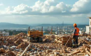 Immagine di un cantiere con un operaio in pericolo