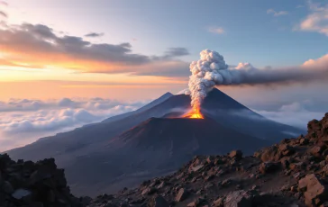 Immagine dell'eruzione dell'Etna durante la tredicesima fase