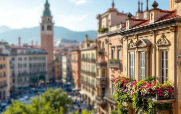 Campo largo a Genova con persone e attività sociali