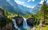 Cascata di Rozes immersa nella natura estiva di Cortina