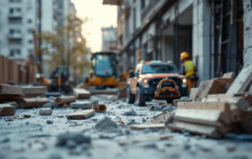 Immagine del crollo in cantiere a Padova con operai feriti