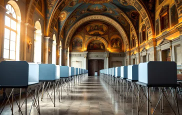 Immagine del conclave con fumata bianca in evidenza