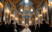 Immagine del Conclave in corso con i cardinali riuniti