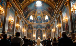Immagine del Conclave in corso con i cardinali riuniti