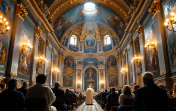 Immagine del Conclave in corso con i cardinali riuniti
