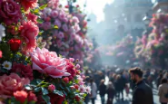 Infiorata di Noto con fiori colorati e motivi artistici