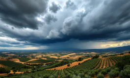 Immagine di temporali in Sicilia con nuvole scure
