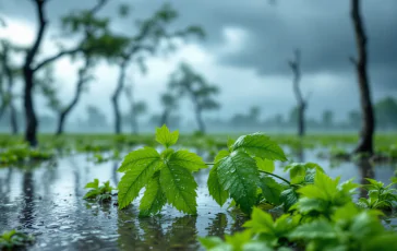 Immagine di grandine e allagamenti nell'Aquilano