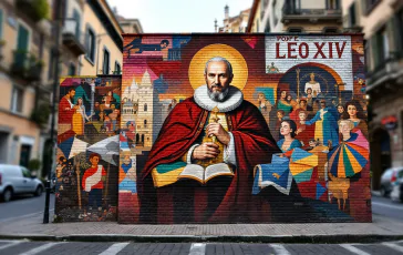 Murale dedicato a Papa Leone XIV a Milano