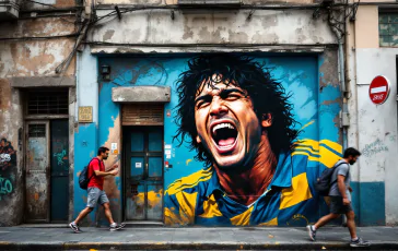 Murale di Maradona a Napoli, simbolo di passione calcistica