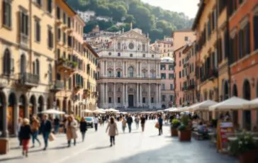 Affollamento turistico in una città d'arte italiana