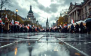 Manifestanti durante le proteste del Primo Maggio nel mondo