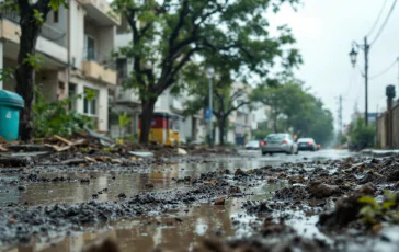 Immagine dell'alluvione a Lamporecchio con danni visibili