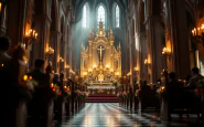 Immagine del pontificato di Leone XIV con simboli religiosi