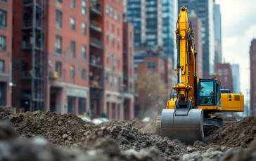 Samuele al lavoro come operatore di escavatori