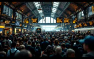 Immagine di treni fermi a Milano durante lo sciopero