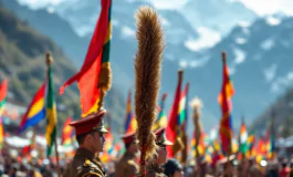 Sfilata degli alpini a Biella con bandiere e uniformi