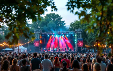 Stefano De Martino durante un concerto estivo a Milano