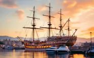 L'Amerigo Vespucci in porto a Gaeta durante l'evento