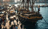 Il veliero Vespucci in porto a Gaeta durante il tour