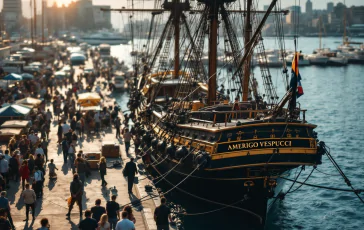 Il veliero Vespucci in porto a Gaeta durante il tour