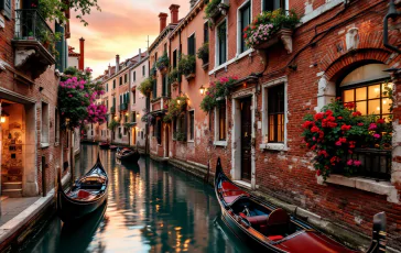 Immagine di Venezia con barca e ombrelloni