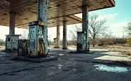 Immagine di un distributore di carburante dopo un incendio