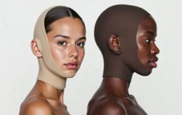 Maschera Kim Kardashian per il mento di Skims indossata per scolpire la mandibola