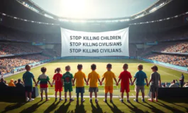 super cup uefa espone banner contro le uccisioni di bambini e civili python 1755128984 265x160