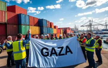 i portuali europei manifestano per la flottiglia di gaza e minacciano blocchi commerciali python 1759107390 364x230