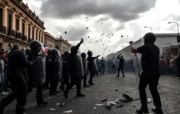 attacco al corteo di daniel noboa tensione e scontri durante la manifestazione in ecuador 1759890243 364x230