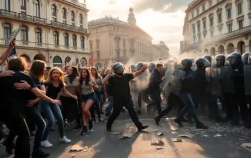 scontri in centro citta durante una manifestazione pacifica 1760196617