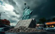 crolla una replica della statua della liberta in brasile colpita da venti impetuosi 1765877304