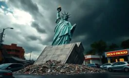 crolla una replica della statua della liberta in brasile colpita da venti impetuosi 1765877304 265x160