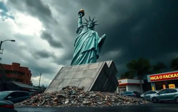 crolla una replica della statua della liberta in brasile colpita da venti impetuosi 1765877304 364x230