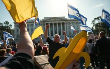 proteste a tel aviv la richiesta di grazia per netanyahu scuote israele 1764555760 364x230