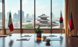 giorgia meloni in corea del sud incontro cruciale con il presidente lee 1768854532 265x160