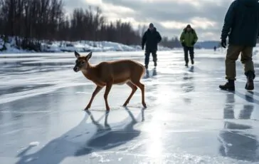 salvataggio emozionante di un capriolo intrappolato su un fiume ghiacciato in russia 1768668946 364x230