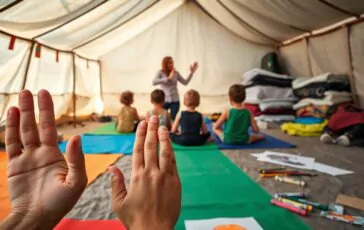 le lezioni di yoga in tenda che aiutano i bambini di gaza a ritrovare serenita 1771784387 364x230
