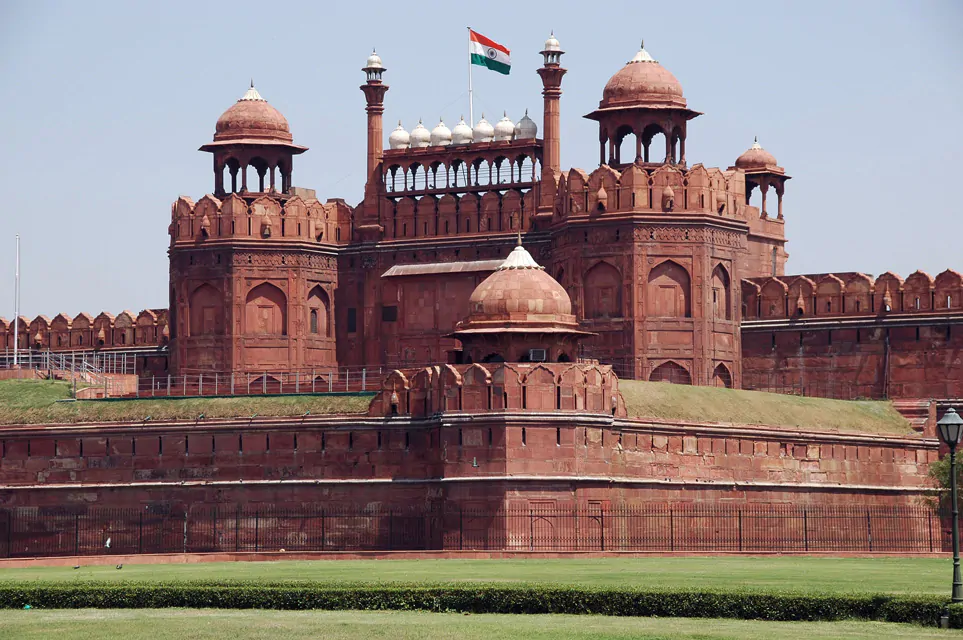 DEL Delhi Red Fort Lahore Gate with Indian flag 3008x2000